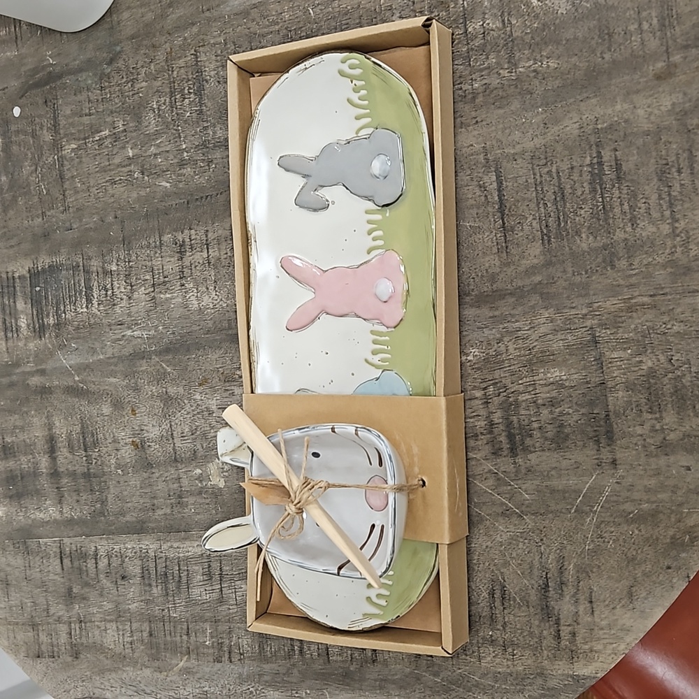 Mud Pie Easter Bunny Dip Cup and Tray Set